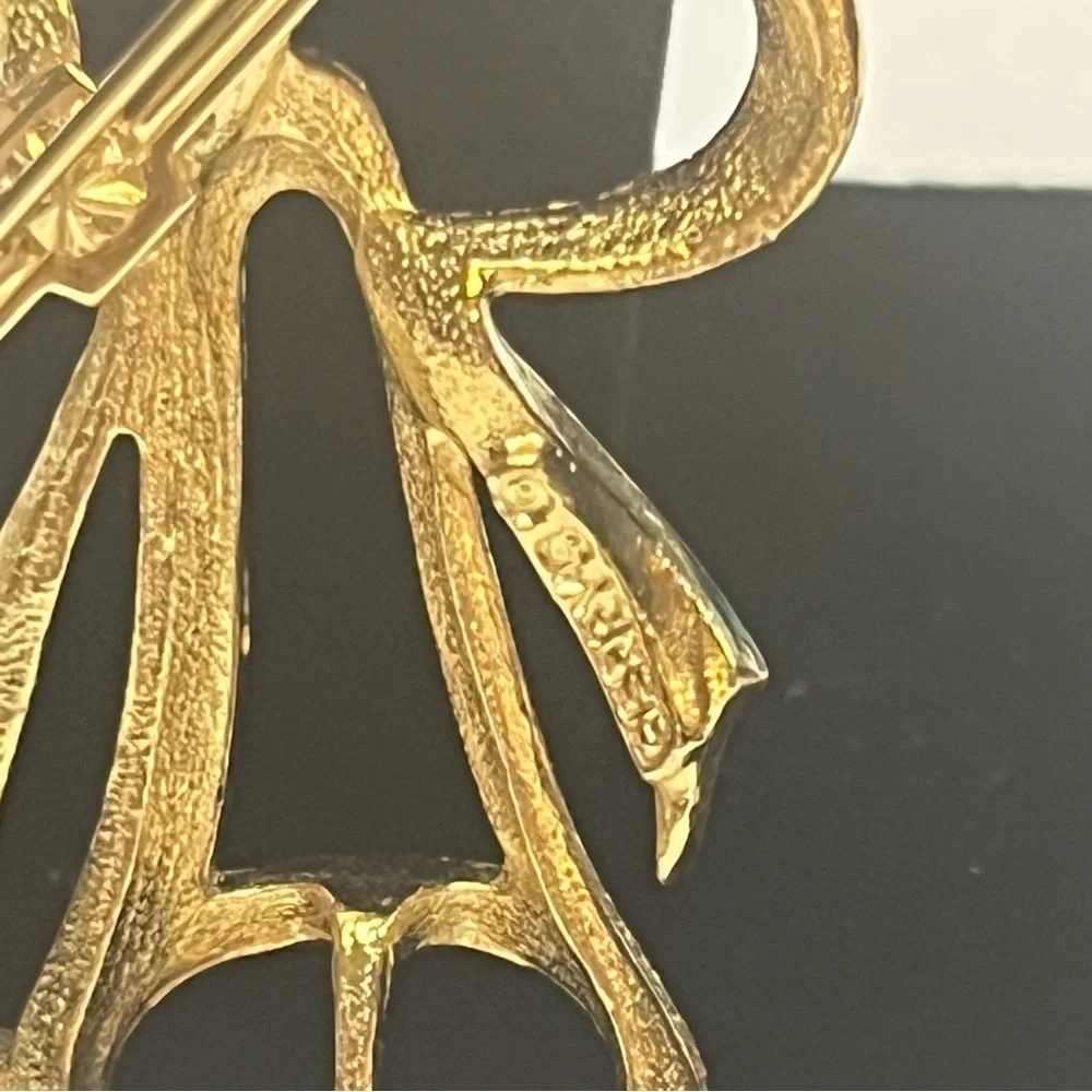Vintage Gerry's Ribbon Bells Red Green Enamel Textured Brooch Pin
